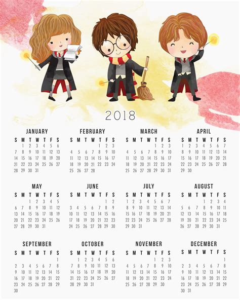 Printable Harry Potter Calendar